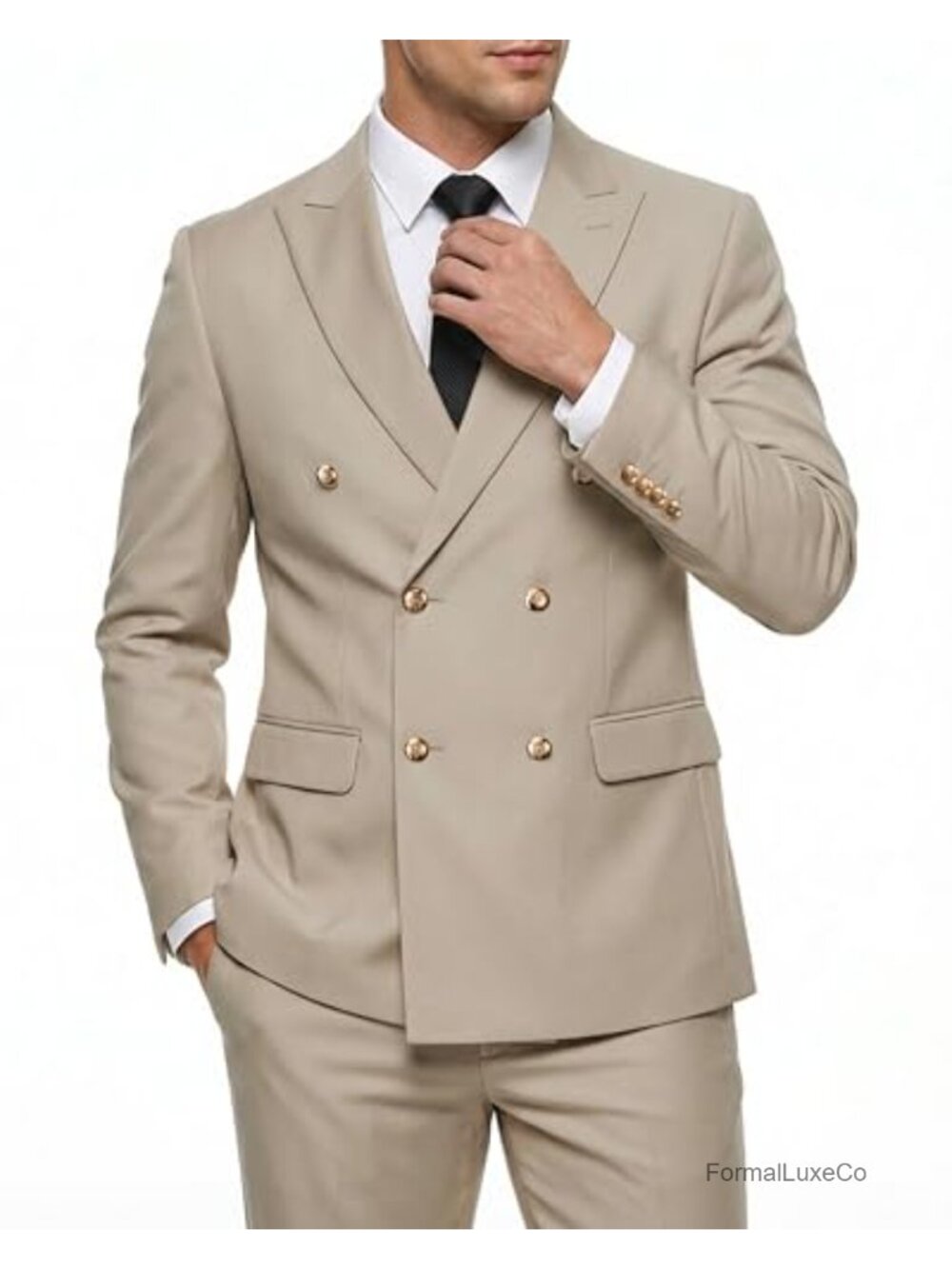 Men's Double Breasted Tuxedo Suit Set Slim Fit Jacket & Pants